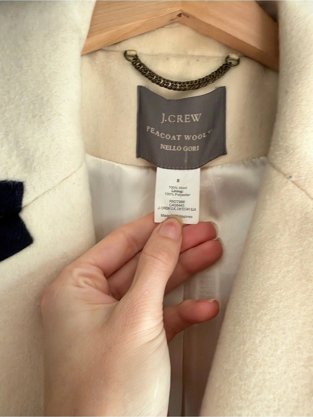 J.Crew Nello Gori Stadium-Cloth Wool Peacoat with Contrast Trim size 8 - Picture 5 of 6